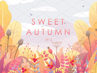 Autumn Landscapes and Foliage Decor autumn autumn landscape autumn landscapes background decor design foliage foliage decor golden graphic assets illustration landscape landscape design landscape illustration landscapes minimalism seamless pattern vector