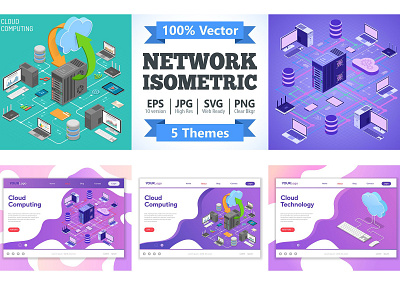 Data Network Technology Isometric background banner business creative data data network design flat flat design graphic assets illustration infographics isometric isometric design landing page network isometric security technology themes vector