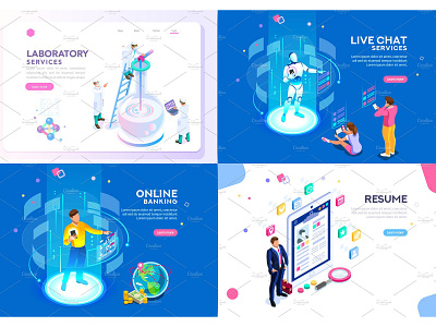 Banner & Landing Page Collection 01 application banner business concept creative design development finance flat flat design icon illustration isometric isometric design landing landing page technology vector web app website