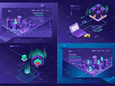 Banner & Landing Page Collection 05 application banner business concept creative design development finance flat flat design icon illustration isometric isometric design landing landing page technology vector web app website