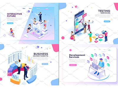 Banner & Landing Page Collection 01 application banner business concept creative design development finance flat flat design icon illustration isometric isometric design landing landing page technology vector web app website