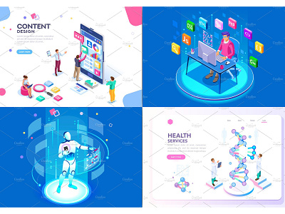 Banner & Landing Page Collection 02 application banner business concept creative design development finance flat flat design icon illustration isometric isometric design landing landing page technology vector web app website