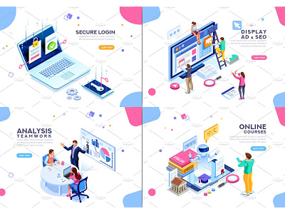 Banner & Landing Page Collection 03 application banner business concept creative design development finance flat flat design icon illustration isometric isometric design landing landing page technology vector web app website