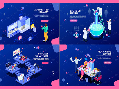 Banner & Landing Page Collection 01 application banner business concept creative design development finance flat flat design icon illustration isometric isometric design landing landing page technology vector web app website