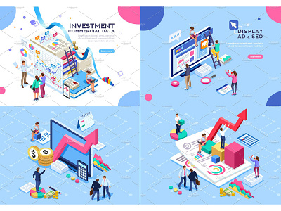 Banner & Landing Page Collection 03 application banner business concept creative design development finance flat flat design icon illustration isometric isometric design landing landing page technology vector web app website