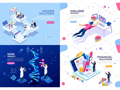 Banner & Landing Page Collection 01 application banner business concept creative design development finance flat flat design icon illustration isometric isometric design landing landing page technology vector web app website