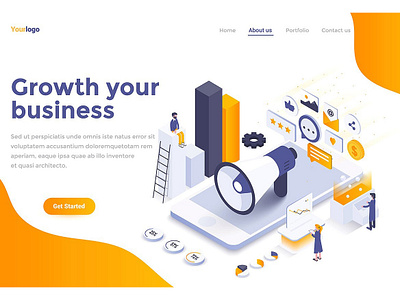 Modern flat design isometric graphic app application banner business concept creative design development flat flat design graphic graphic assets illustration isometric landing landing page modern process technology website