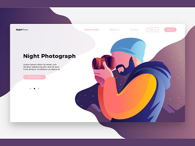 Photography Night-Landing Page app banner business concept concept app development icon icons illustration landing landing page page photo photography photography night strategy technology vector web app website