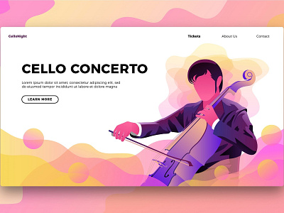 Cello Music - Banner & Landing Page app banner business cello music concept concept app concert development icon icons illustration landing landing page music page strategy technology vector web app website