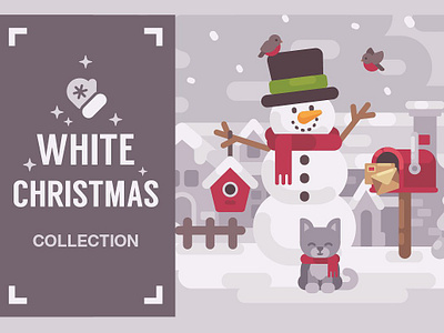 White Christmas background banner card christmas decoration design flat design flyer graphic graphic design greeting cards holiday illustration invitation merry new year vector white white christmas winter