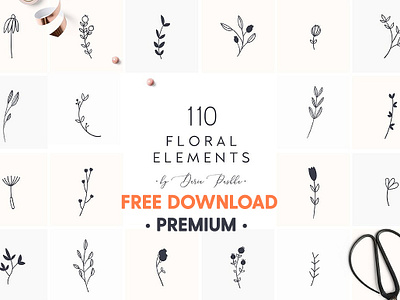 Download Free Premium Download 110 Floral Elements By Graphic Assets On Dribbble