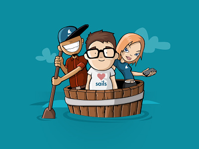 Sails - Three Dev's in a Tub branding character design dev framework illustration mvc node.js sails