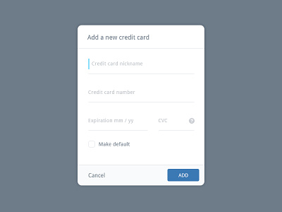 Modal window concept credit card form modal overlay