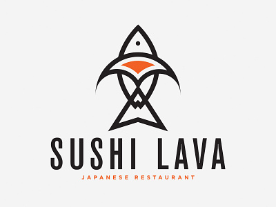 Sushi Lava Original japanese lava logo restaurant simple sushi volcano