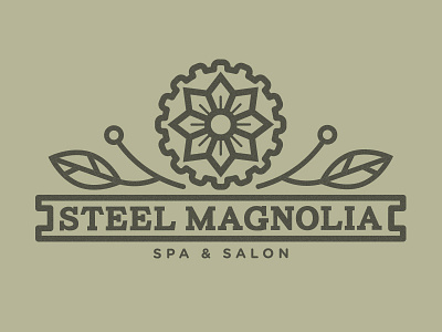 Steel Magnolia • Spa & Salon beam bold flowers gears logo magnolia modern salon spa steel
