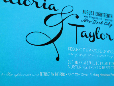 Victoria & Taylor Wedding Invitation card classic cursive invitation new york print retro type typography wedding