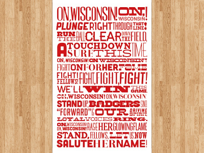 University of Wisconsin Fight Song Poster badgers bucky football madison song typography uw wisconsin