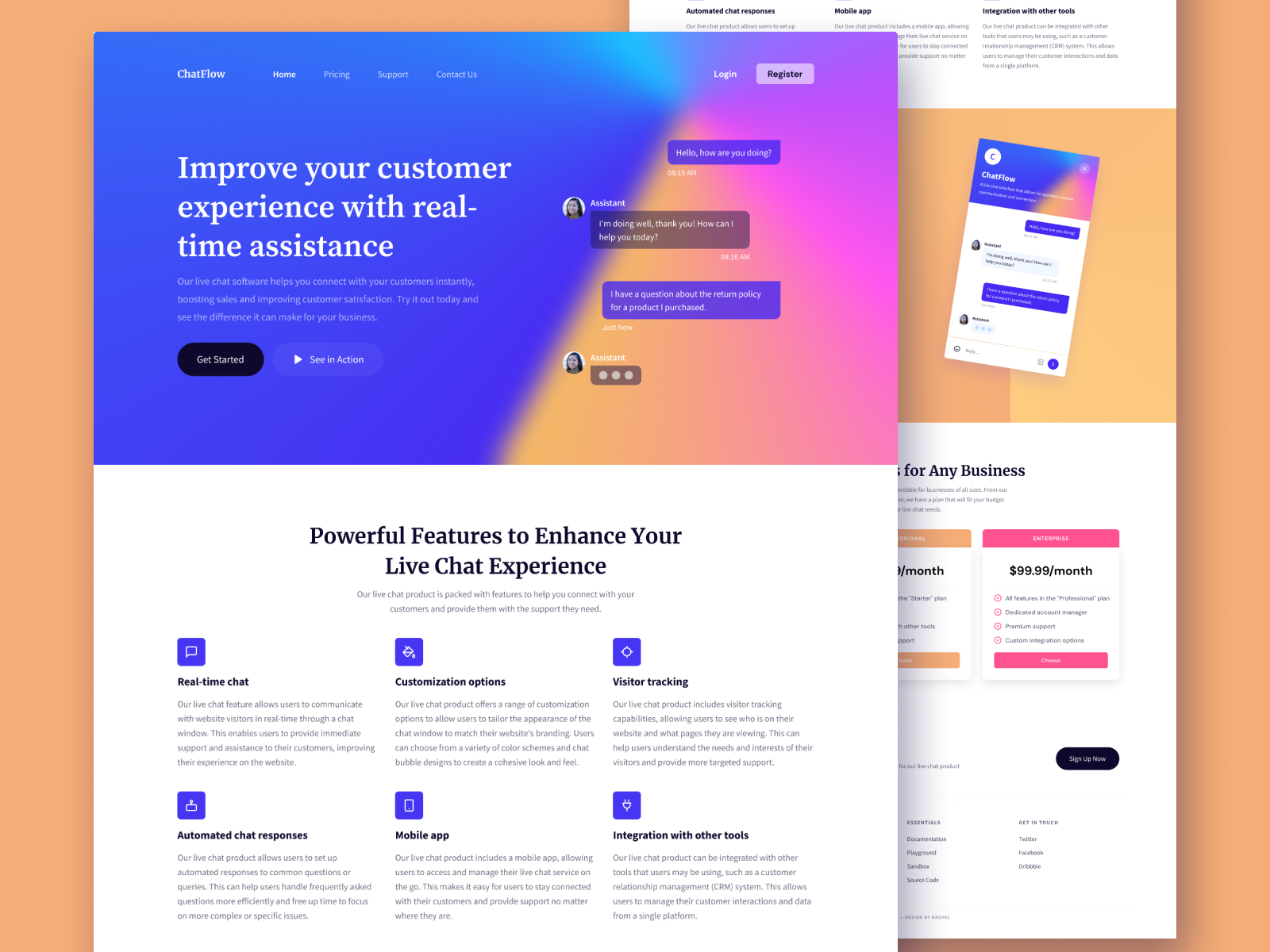 chatflow landing page by Nauval on Dribbble