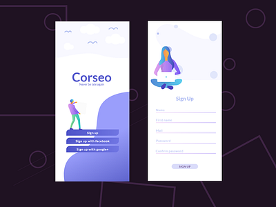 Corseo sign up page