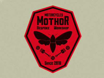 Motorcycle Workshop Logo badge bespoke custom design graphics logo moth motorcycle shop workshop