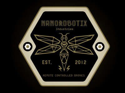 Nanorobotix - Remote Controlled Drones Logo badge controlled drone graphics hornet insect logo remote vintage wasp