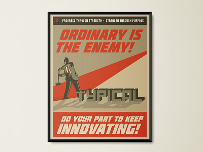 Innovate Propaganda bold hammer illustration innovate poster propaganda red strong suit tie