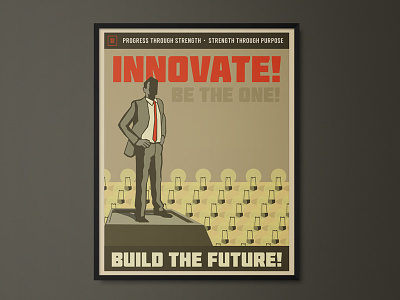 Innovate Propaganda Poster 3 bold illustration innovate poster propaganda red strong suit tie