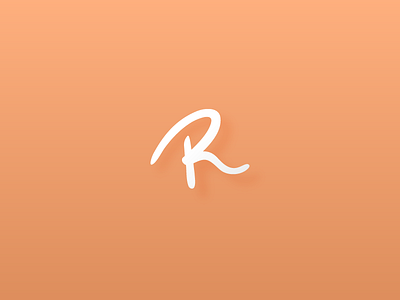 Handmade R brush handmade letter orange r script