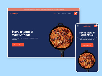 Asanka Concept Restaurant Website Design africa african design ecommerce food ghana hero jollof landing restaurant spicy ui uiux ux website