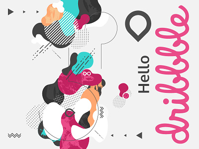 Let's Play 2018 debuts dribbble geometric background graphic hello minimalist modern abstract new style thank thank you vector
