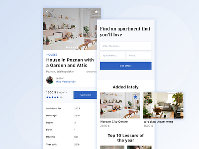 Apartment Rental App apartment app concept design interface minimal mobile rental search simple ui user centered design ux