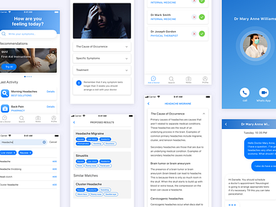 Medical App Design Project app blue and white concept app design interface med medical minimal product search tags ui ux