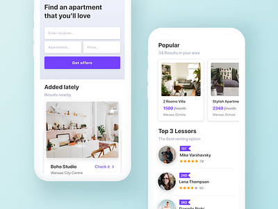 Renting Apartments App app book cards clean design input interface ios minimal real estate rent rental app search ui ux