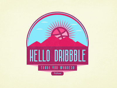 Hello Dribble! debut design first hello hellodribbble logo mountain shot sun
