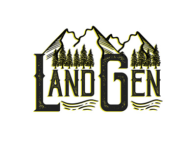 LandGen design gen hipster land logo mountain ocean river sarahgraphics tree vintage