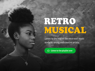 Retro Musical landing page tyography ui design web design