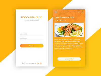 Food Republic app design dribbble food mobile orange photoshop restaurant ui user interface yellow