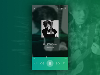 Music Player 2 app dribbble ed sheeran graphic design green mobile mockup music player photoshop ui user interface ux