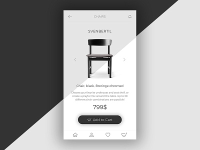 Furniture App UI Concept black chair dribbble e commerce furniture minimal mobile app ui design user interface