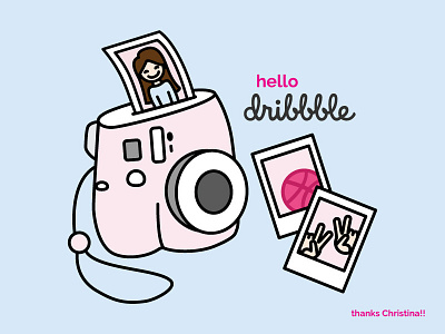 hello dribbble! debut first shot illustration polaroid shots vector