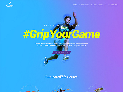 Furo Sports #GripYourGame grip interface design landing page running sports sports shoes ui user interface ux web design