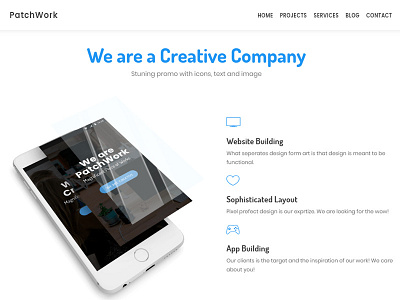 PatchWork Promo Section agency business creative landing page promo section themeforest