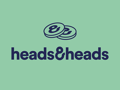 Heads & Heads ampersand betting coin logo logo design symbol wordmark