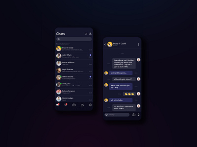 Chat/Message Mobile App UI app application chat chatapp dark ui messages mobile app mobile ui ui ux