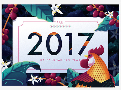 Lunar New Year Greeting Card card coffee greeting lunar new plant rooster year
