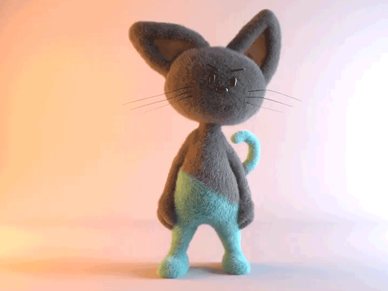 Cat 3d animation gif maya rig vray