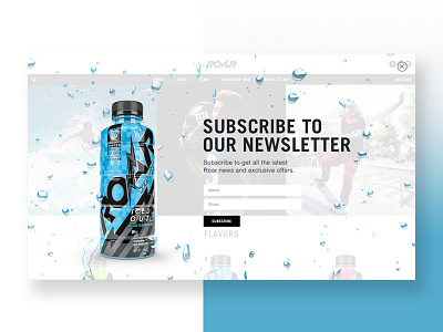 Drink Roar bright digital design energy drink newsletter pop up responsive subscription ui uiux ux visual design web design