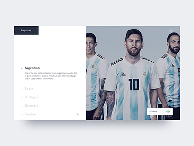 Fiography. Homepage design football interface landing page simple ui user visual web