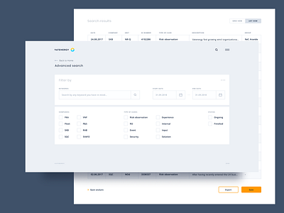 Vatenergy. Search clean dashboard energy experience filter filtering input interface results search simple ui user experience ux web