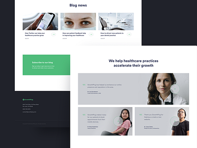 GP. Homepage 2 blog cards design doctor footer green interface news people phrase portrait quote quotes submit subscribe ui usability ux web